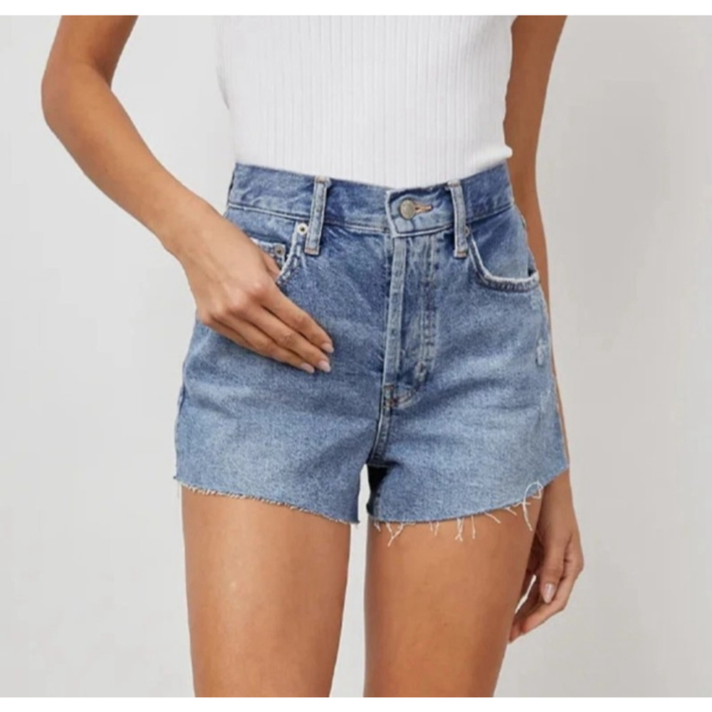 Rails Shorts Size 27 The Fairfax High Rise Cut Off Button Fly Denim Blue Altered - Picture 2 of 9